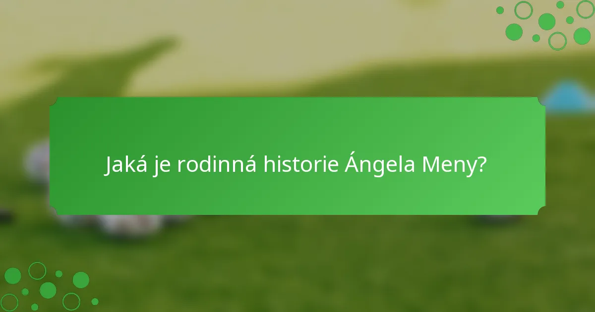 Jaká je rodinná historie Ángela Meny?