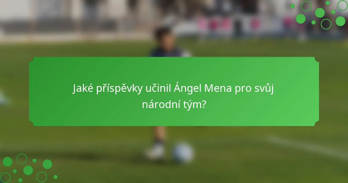 Jaké příspěvky učinil Ángel Mena pro svůj národní tým?