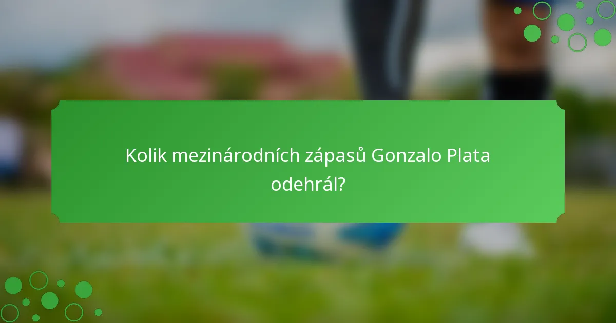 Kolik mezinárodních zápasů Gonzalo Plata odehrál?