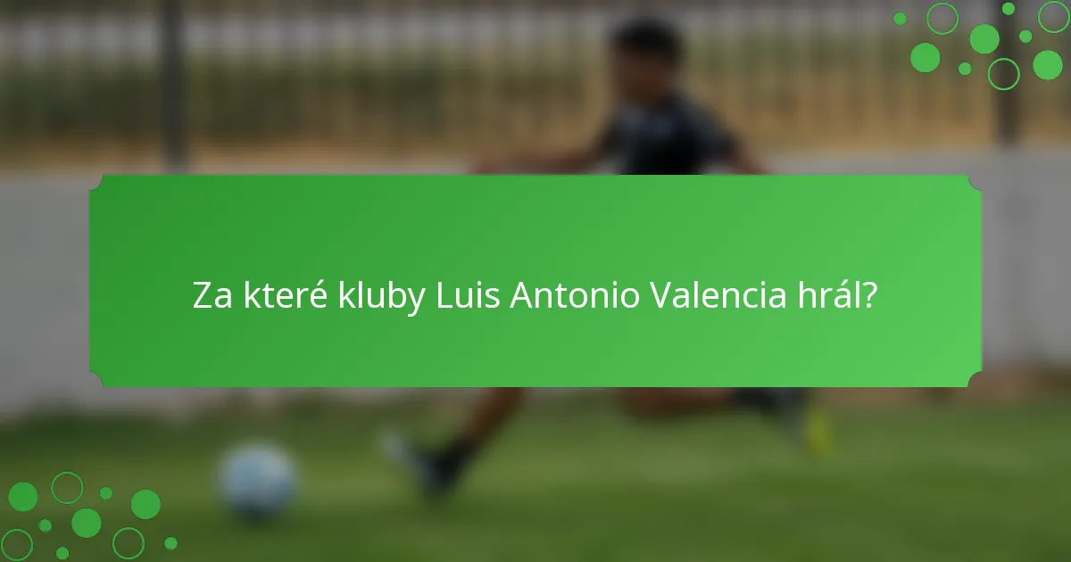 Za které kluby Luis Antonio Valencia hrál?